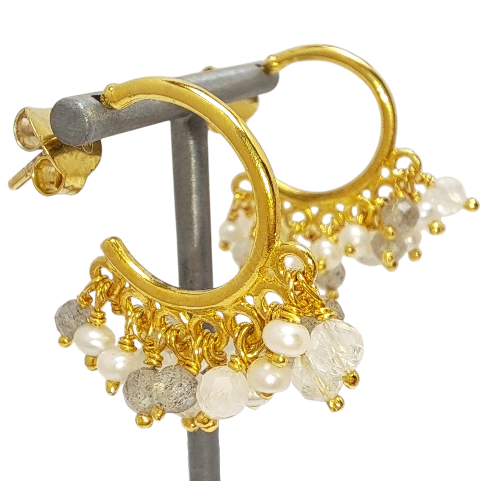 Pip Gemstone Beaded Hoop Earrings