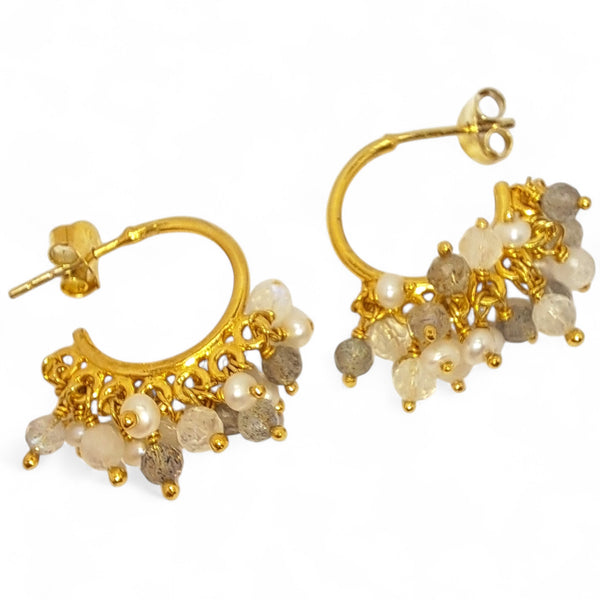 Pip Gemstone Beaded Hoop Earrings