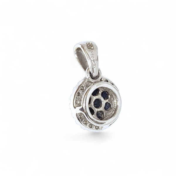 Vintage 'Sapphire Bloom' 9ct White Gold Sapphire and Diamond Pendant