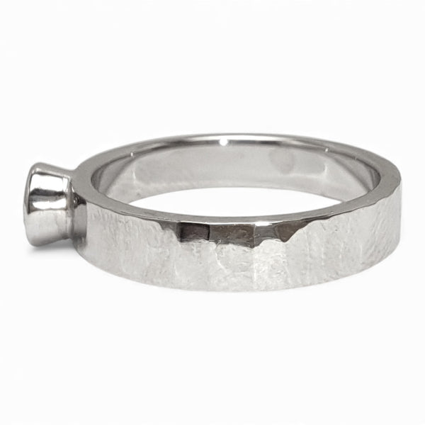 WILDE 0.42ct Diamond Bark-Hammered 9ct White Gold Ring