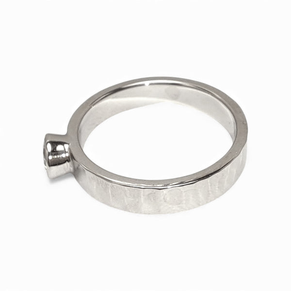 WILDE 0.42ct Diamond Bark-Hammered 9ct White Gold Ring