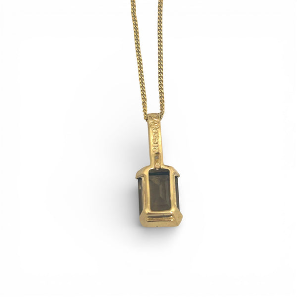 Vintage 'Topaz Cascade' Smoky Quartz and White Topaz 9ct Yellow Gold Pendant Necklace