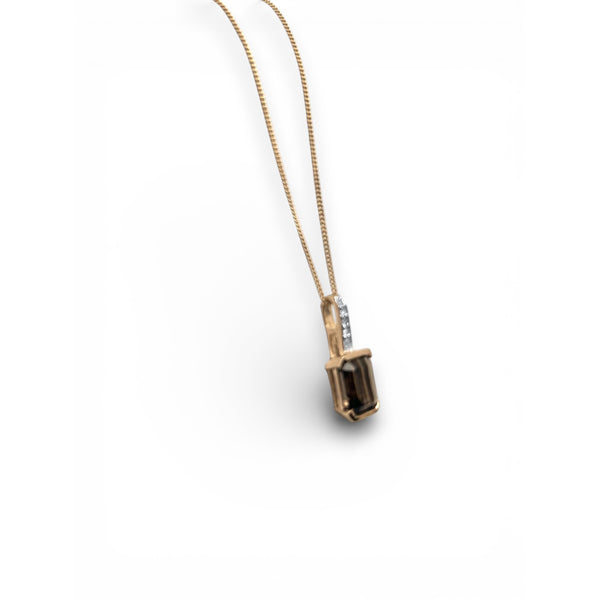 Vintage 'Topaz Cascade' Smoky Quartz and White Topaz 9ct Yellow Gold Pendant Necklace