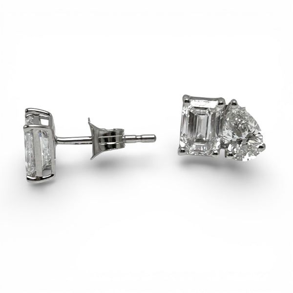 'Toi-et-Moi'  2.07ct Diamond 18ct White Gold Stud Earrings