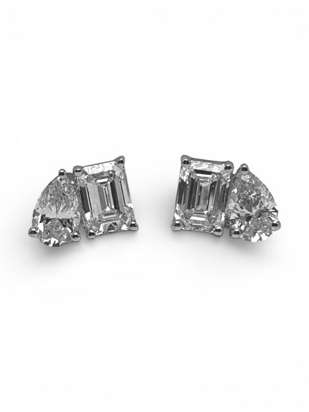 'Toi-et-Moi'  2.07ct Diamond 18ct White Gold Stud Earrings