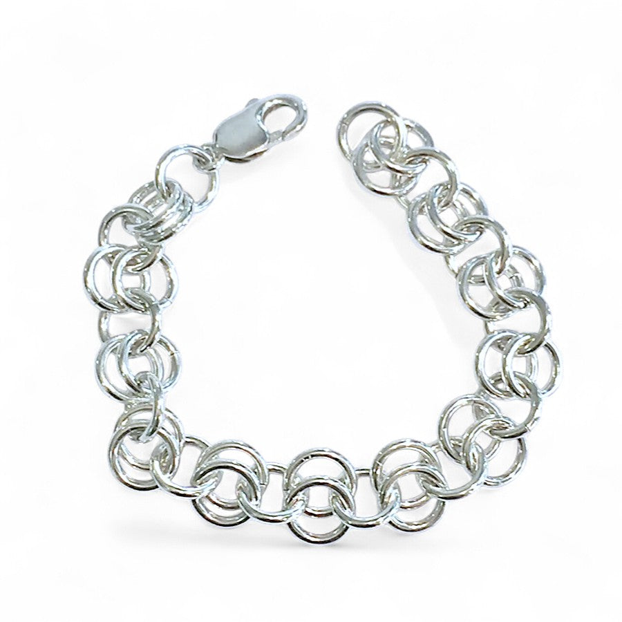 Sterling Silver 2-1-2 'Chainmaille' Cable Link Bracelet (12mm)