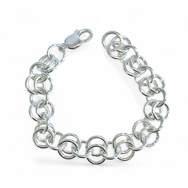 Sterling Silver 2-1-2 'Chainmaille' Cable Link Bracelet (12mm)