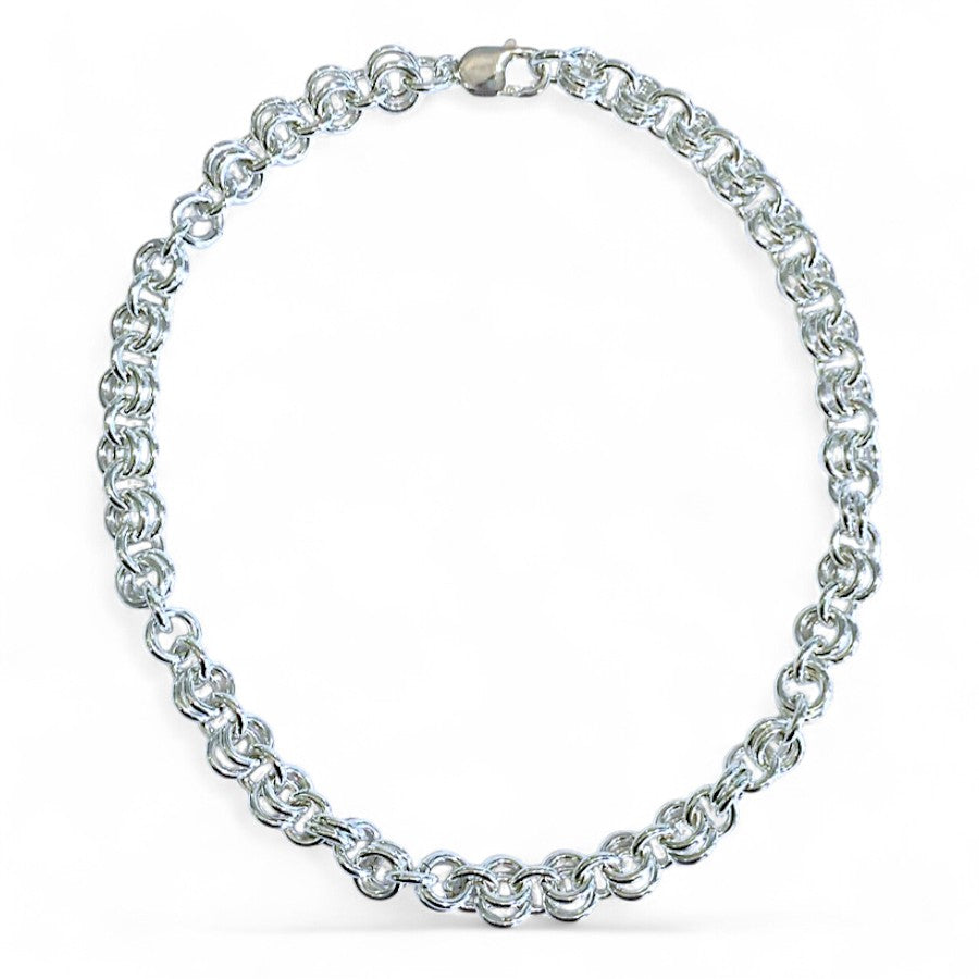 Sterling Silver 2-1-2 'Chainmaille' Cable Chain Necklace (12mm link)
