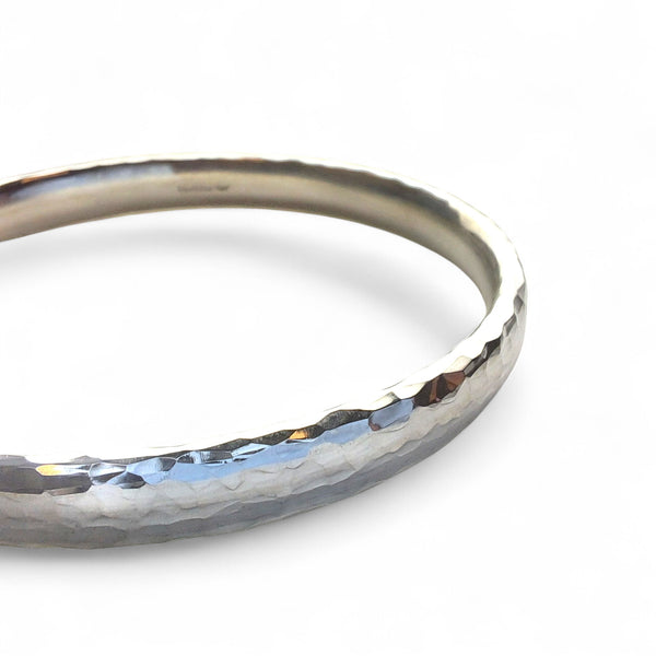 8mm Silver Hammered Heavy Bangle - Heavy Oval Wire