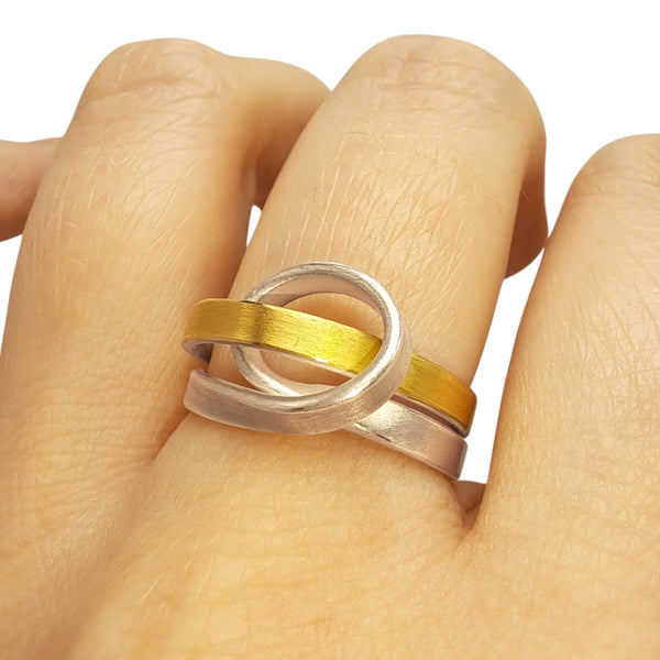 'Galactic Ribbon' Silver & 22ct Gold Ring