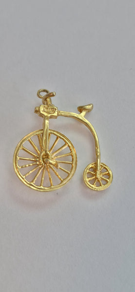 Vintage 9ct Yellow Gold Penny Farthing Charm Pendant