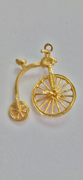 Vintage 9ct Yellow Gold Penny Farthing Charm Pendant