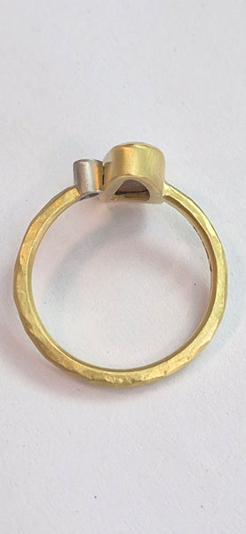 18ct Gold ring with Australian Boulder Opal & Diamond