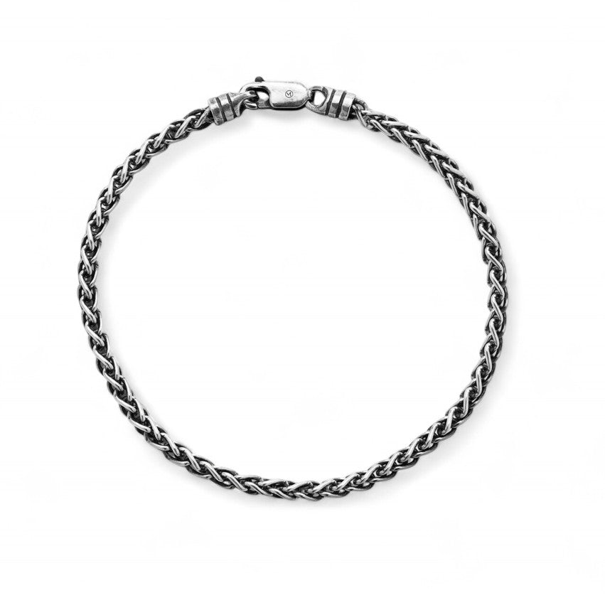 21cm Wheat Oxidised Chain Bracelet - Sterling Silver