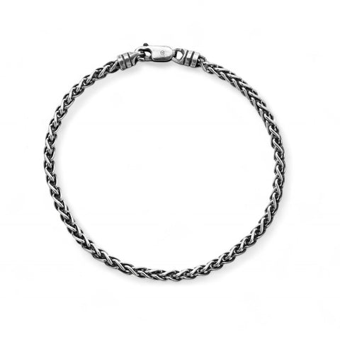 21cm Wheat Oxidised Chain Bracelet - Sterling Silver
