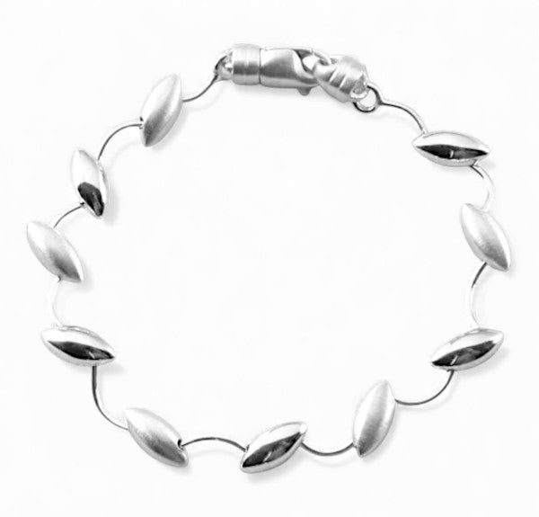 Tezer Silver Brushed and Polished Fluid Pod Bracelet
