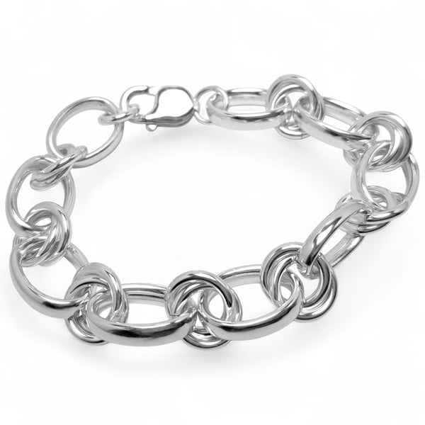 WILDE Medium Oval & Rings Link Sterling Silver Bracelet