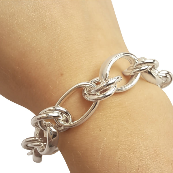 WILDE Medium Oval & Rings Link Sterling Silver Bracelet
