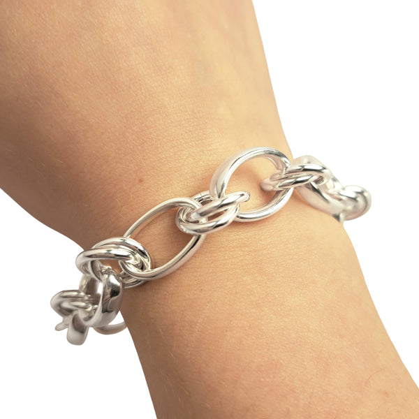 WILDE Medium Oval & Rings Link Sterling Silver Bracelet