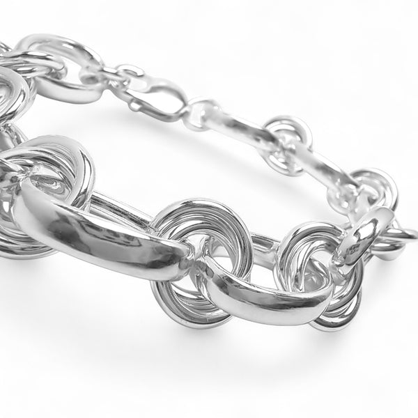 WILDE Medium Oval & Rings Link Sterling Silver Bracelet