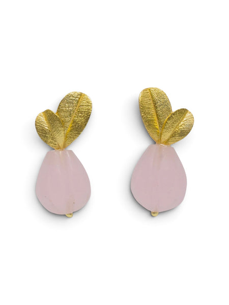 Beyond Biasa Carved Gemstone and Textured Gold Earrings