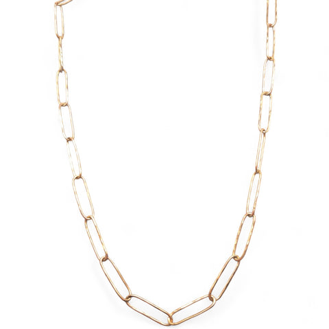 9ct Gold 9mm Hammered Oval-Link Necklace
