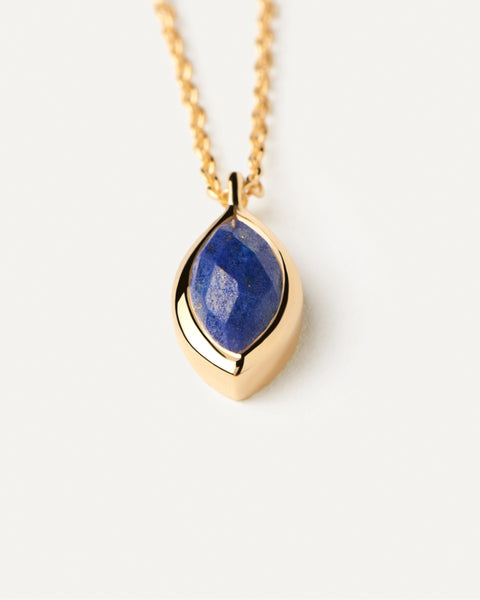 PDPAOLA Gold Lapis Lazuli Gemstone Nomad Necklace