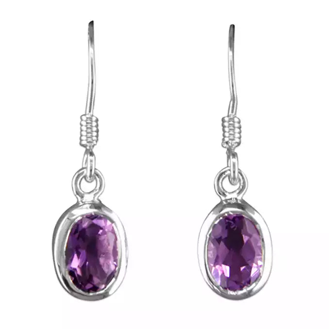 Sterling Silver Oval Drop Earrings