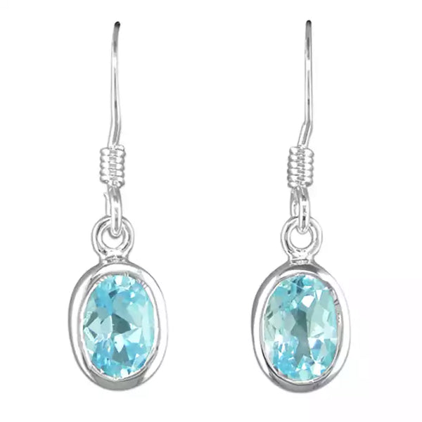 Sterling Silver Oval Drop Earrings
