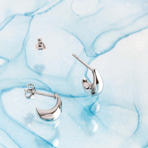 Kit Heath Coast Pebble Smooth Stud Hoop Earrings