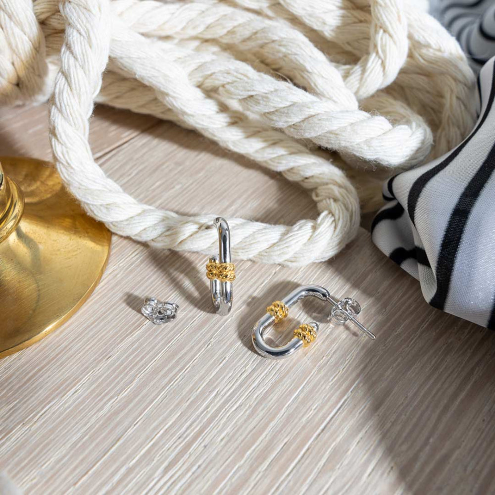 Kit Heath Marina Rope Bar Link Golden Stud Earrings