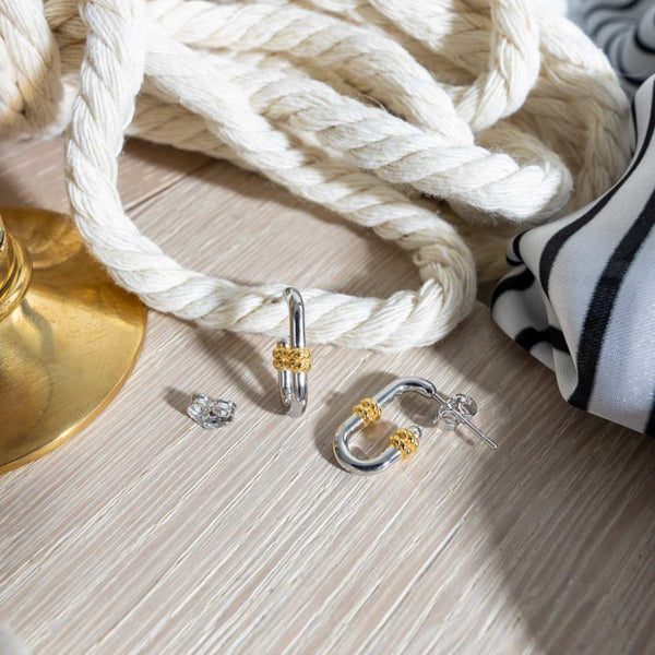 Kit Heath Marina Rope Bar Link Golden Stud Earrings