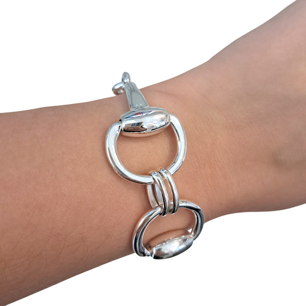 7.5" Heavy Snaffle Sterling Silver Bracelet