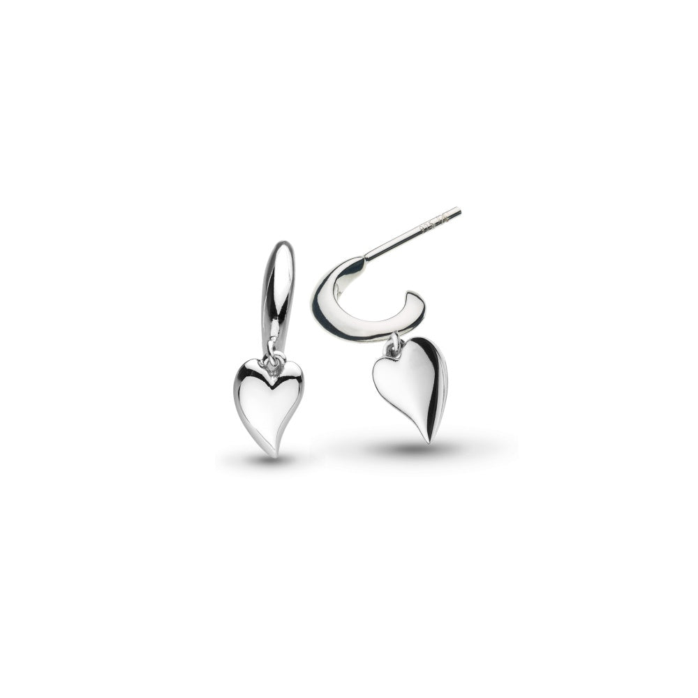 Kit Heath Desire Kiss Mini Heart Semi Hoop Stud Drop Earrings