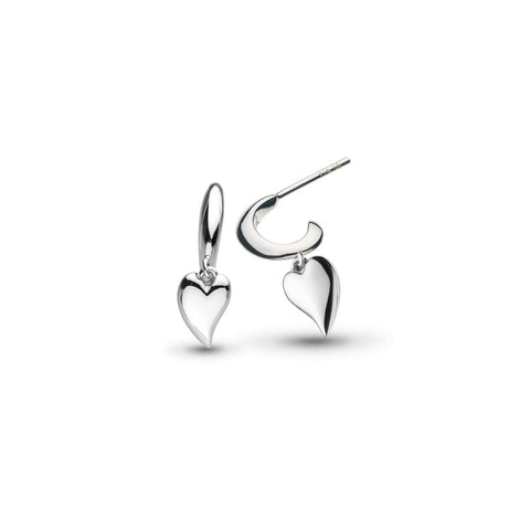 Kit Heath Desire Kiss Mini Heart Semi Hoop Stud Drop Earrings