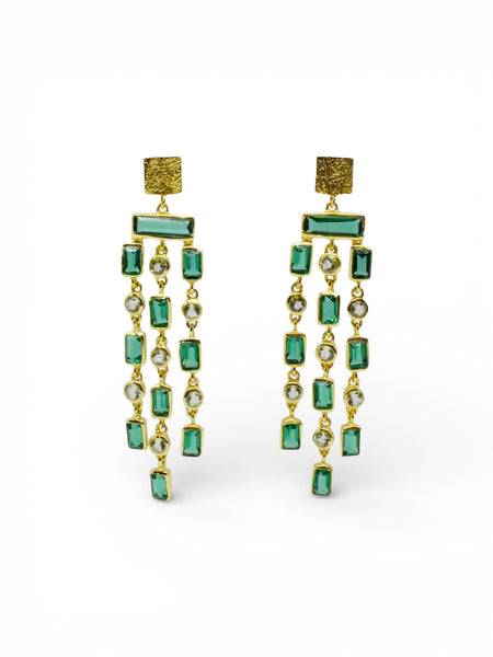 Beyond Biasa Triple Row Gemstone Chandelier Earrings