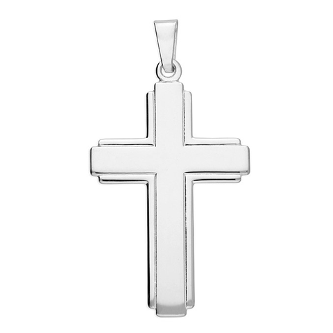 Large Art-Deco Cross 57.6mm Sterling Silver Pendant