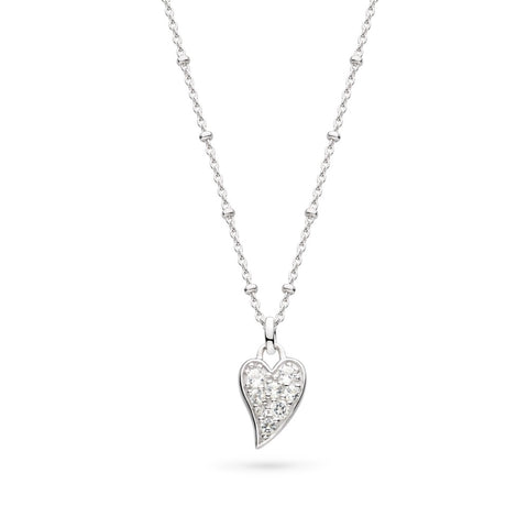 Kit Heath Desire Kiss Precious Pavé White Topaz Heart Ball Chain Necklace