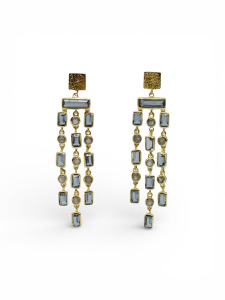 Beyond Biasa Triple Row Gemstone Chandelier Earrings