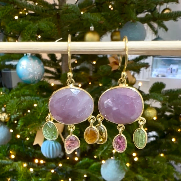 Beyond Biasa Sapphire and Tourmaline Dangle Earrings
