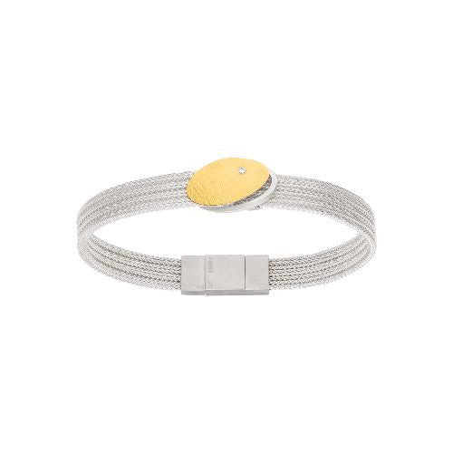 'Solar Ellipse' Silver & 22ct Gold Diamond Bracelet