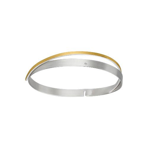 'Golden Curve' Silver and 22ct Gold Diamond Bangle