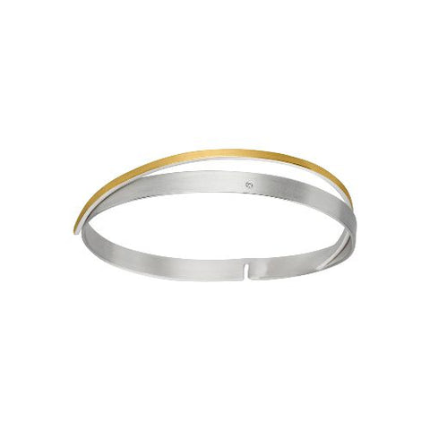'Golden Curve' Silver and 22ct Gold Diamond Bangle