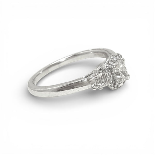 Vintage 'Amara Halo' 18ct White Gold 0.25ct Radiant-Cut Diamond Cluster Ring