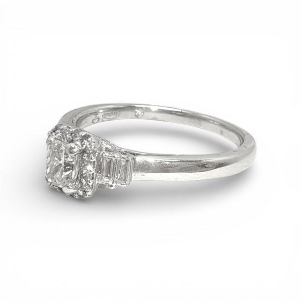 Vintage 'Amara Halo' 18ct White Gold 0.25ct Radiant-Cut Diamond Cluster Ring
