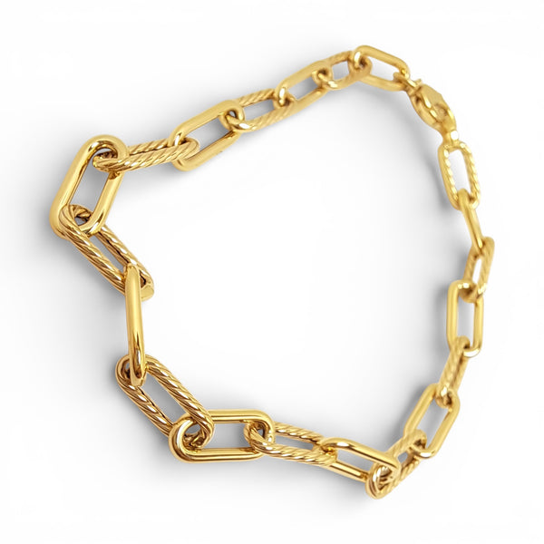 Twist Effect and Polished Oval Link 9ct yellow Gold Bracelet