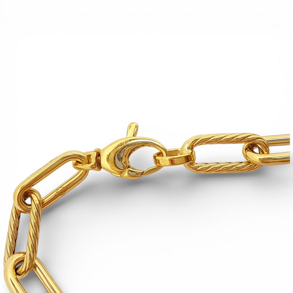 Twist Effect and Polished Oval Link 9ct yellow Gold Bracelet