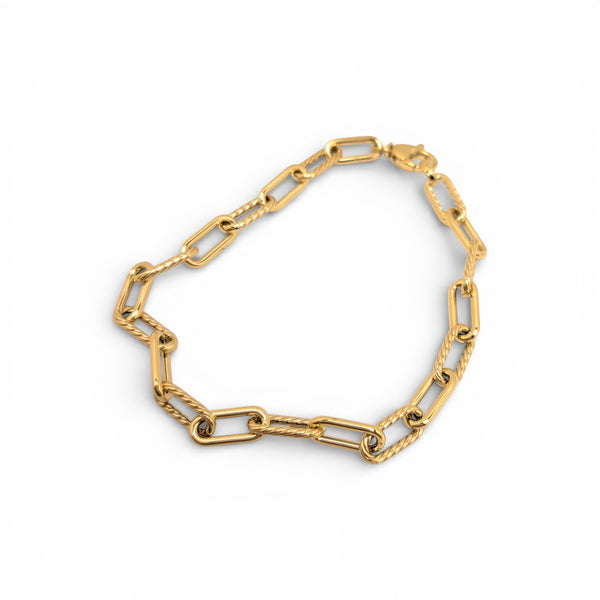 Twist Effect and Polished Oval Link 9ct yellow Gold Bracelet