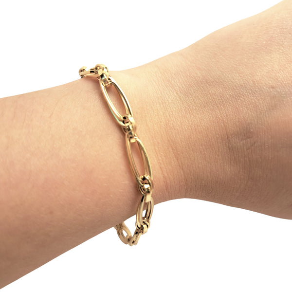 Double-Link 9ct Yellow Gold Chain Bracelet
