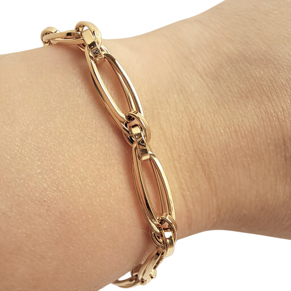 Double-Link 9ct Yellow Gold Chain Bracelet